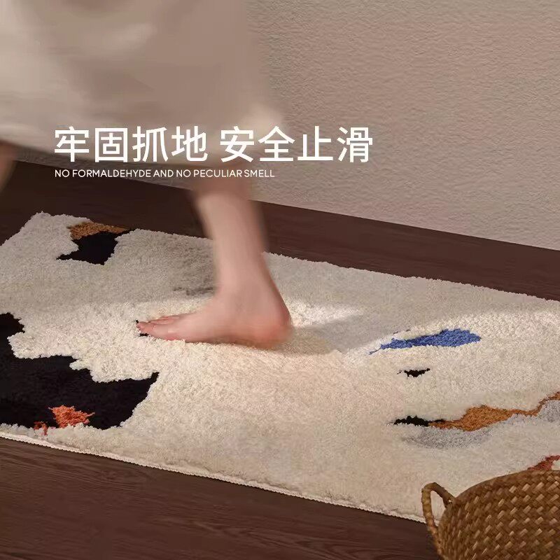 吸水浴室垫奶油风家用植绒地毯卫生间门口吸水防滑可机洗高级脚垫