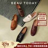 单鞋 子女鞋 女2026春季 平底黑色皮鞋 明星同款 BeauToday乐福鞋