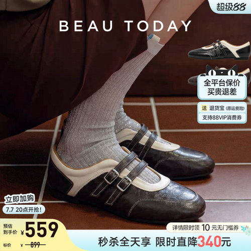 BeauToday平底玛丽珍复古小皮鞋