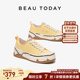 女复古运动休闲鞋 BeauToday厚底板鞋 秋季 增高帆布鞋 女款 2025新款