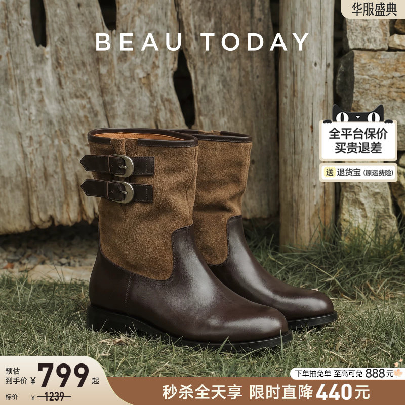 BeauToday复古短靴西部牛仔靴图片