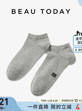 BeauToday纯棉短袜女2025新款夏季透气吸湿防臭百搭灰色短筒袜女