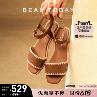 米兰午后 女款 BeauToday平底罗马凉鞋 凉鞋 2025夏新款 真皮时装