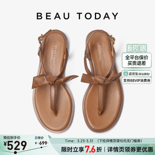 女款 女平底度假凉鞋 夏季 夹趾棕色罗马凉鞋 夹脚凉鞋 BeauToday凉鞋