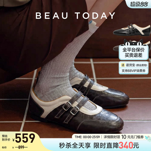 BeauToday平底玛丽珍复古小皮鞋