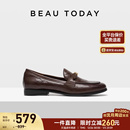 女平底浅口单鞋 英伦风小皮鞋 女新款 BeauToday花园舞会黑色乐福鞋