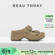 女款 一字带凉鞋 2026新款 复古真皮单鞋 女 夏季 BeauToday厚底勃肯鞋