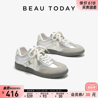 BeauToday银色德训鞋女休闲轻便