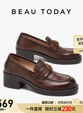 BeauToday山茶花乐福鞋女款2026新款春miu系小皮鞋英伦风厚底单鞋