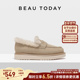 棉鞋 BeauToday加绒乐福鞋 女秋冬保暖毛毛鞋 女厚底雪地靴