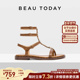 外穿凉鞋 BeauToday平底罗马凉鞋 真皮夹趾时装 凉拖鞋 2026新款 夏季