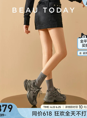BeauToday超轻老爹鞋女款显脚小夏季休闲跑步鞋轻便灰色运动鞋女
