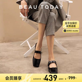 清仓款 BeauToday复古小皮鞋 真皮浅口法式 玛丽珍鞋 平底乐福鞋