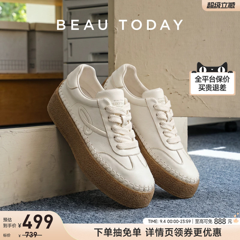 BeauToday厚底小白鞋增高板鞋图片