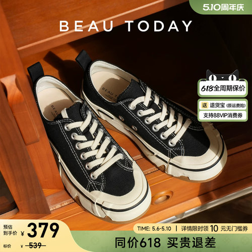 BeauToday厚底帆布鞋低帮运动