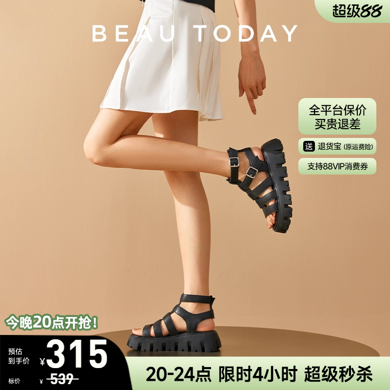 BeauToday厚底罗马凉鞋