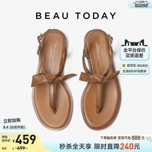 BeauToday夹脚罗马凉鞋平底舒适