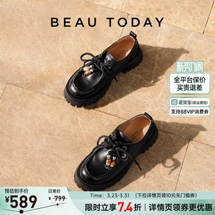 春软底不累脚复古英伦风小皮鞋 BeauToday厚底乐福鞋 女2026新款