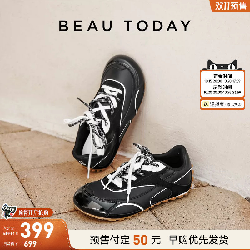 BeauToday复古德训鞋女款芭蕾风休闲运动鞋BT复古阿甘鞋女士单鞋