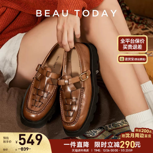 BeauToday厚底乐福鞋女玛丽珍鞋