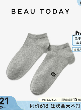 BeauToday纯棉短袜女2025新款夏季透气吸湿防臭百搭灰色短筒袜女