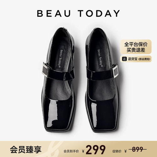 BeauToday方头玛丽珍小皮鞋