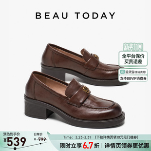 英伦风厚底单鞋 BeauToday山茶花乐福鞋 春miu系小皮鞋 2026新款 女款