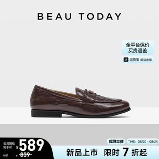 平底单鞋 BeauToday真皮乐福鞋 复古英伦风小皮鞋 女2025新款 女 秋季