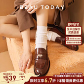 女英伦风小皮鞋 BeauToday焦糖金币乐福鞋 女平底复古真皮单鞋
