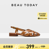 清仓款 凉鞋 BeauToday罗马凉鞋 夏季 平底猪笼鞋 女款 包头拖鞋 女