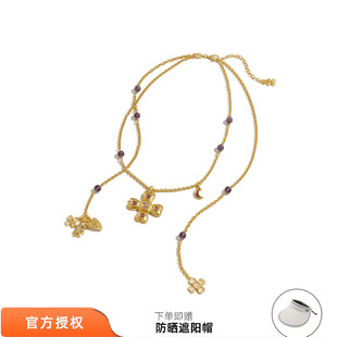 tokokkino 紫色暗影紫水晶蝴蝶结花长项链复古毛衣链 26春夏新款