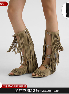 DYMONLATRY 26春夏新款女士多条带流苏凉靴经典凉鞋百搭女M星店
