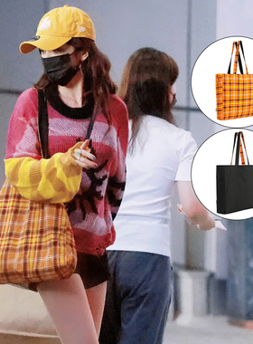 董洁同款现货Fruits Love Office水果爱THE TOTE BAG橙色条单肩包