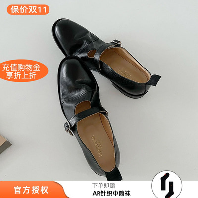 牛皮底低跟鞋2024冬季新款