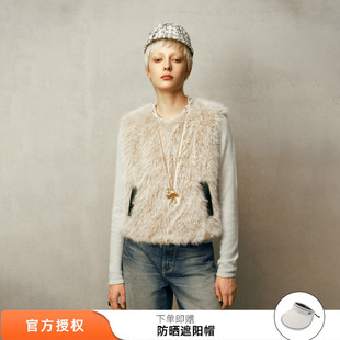 26新款 环保乳白黄狐狸毛拼接坎肩叠穿外套 tokokkino 欧阳娜娜同款