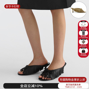 DYMONLATRY 26春夏新款流苏高跟人字拖鱼嘴小猫跟凉鞋百搭M星店