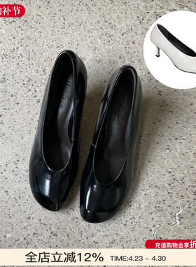 Maltelle麦芽 26夏季新款复古中古圆头高跟鞋小猫跟浅口单鞋百搭