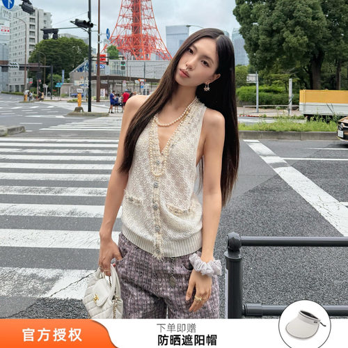 tokokkino亚麻针织背心无袖