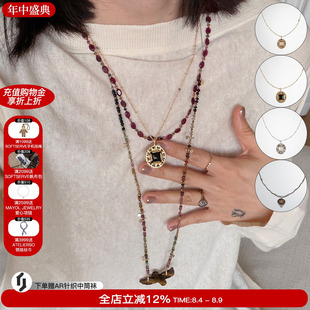 Epissage 彩色天然石项链串珠锁骨链精致珍珠短项链女款2026新款