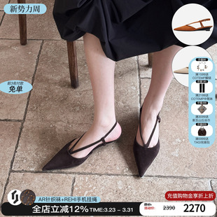 26春夏新款 百搭鞋 v字绑带尖头凉鞋 纯色坡跟鞋 子M星店 经典 cotemp