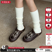 女休闲鞋 欧阳娜娜同款 单鞋 半拖一脚蹬拖鞋 cotemp25新款 刺绣勃肯鞋