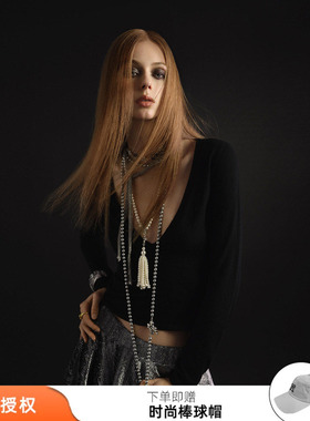 tokokkino 26春夏新款灰白构想简约多样佩戴双色珍珠长项链毛衣链