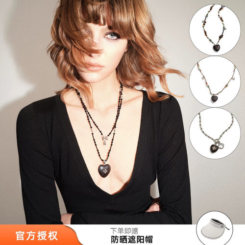 紫光檀多材质长项链紫檀木宝石
