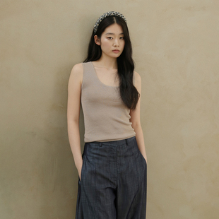 上衣 Cole科尔针织背心纯色桑蚕丝宽肩带无袖 Sesaar赛萨 2025新款