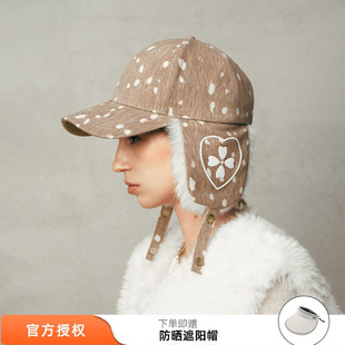 tokokkino 时髦可调节金属扣小鹿鹿纹毛毛护耳帽M星店 2026新款