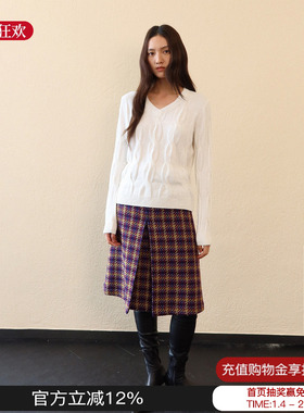 sesaar赛萨 复古Nelly奈利修身休闲中腰半身裙女2025秋冬新款