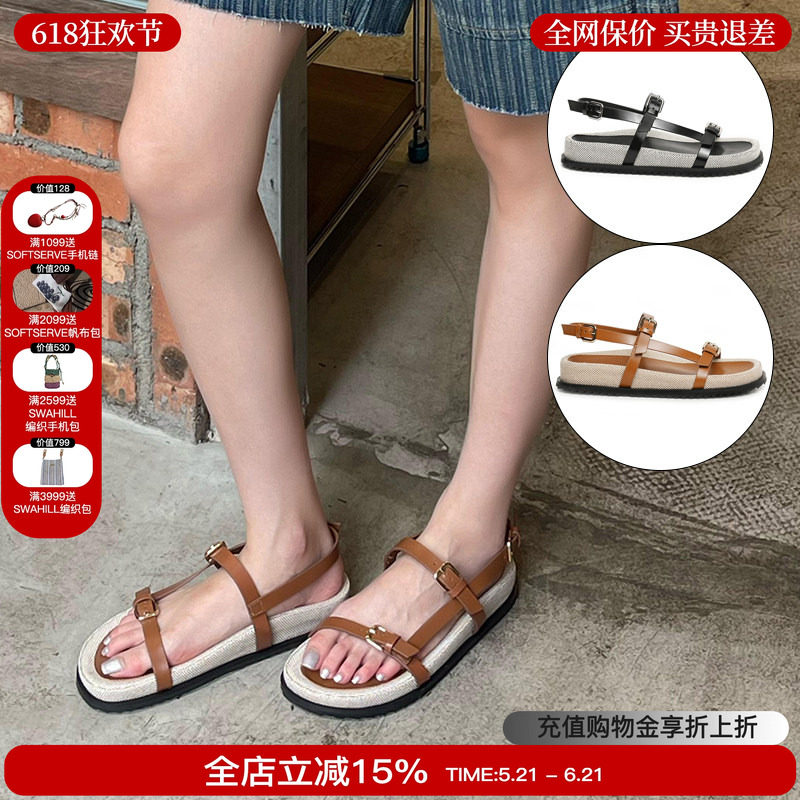 unfolio皮革束带勃肯凉鞋