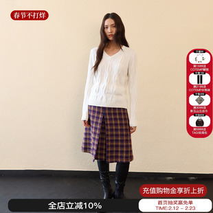 sesaar赛萨 复古Nelly奈利修身休闲中腰半身裙女2025秋冬新款