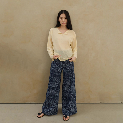 Sesaar赛萨牛仔裤复古印花长裤