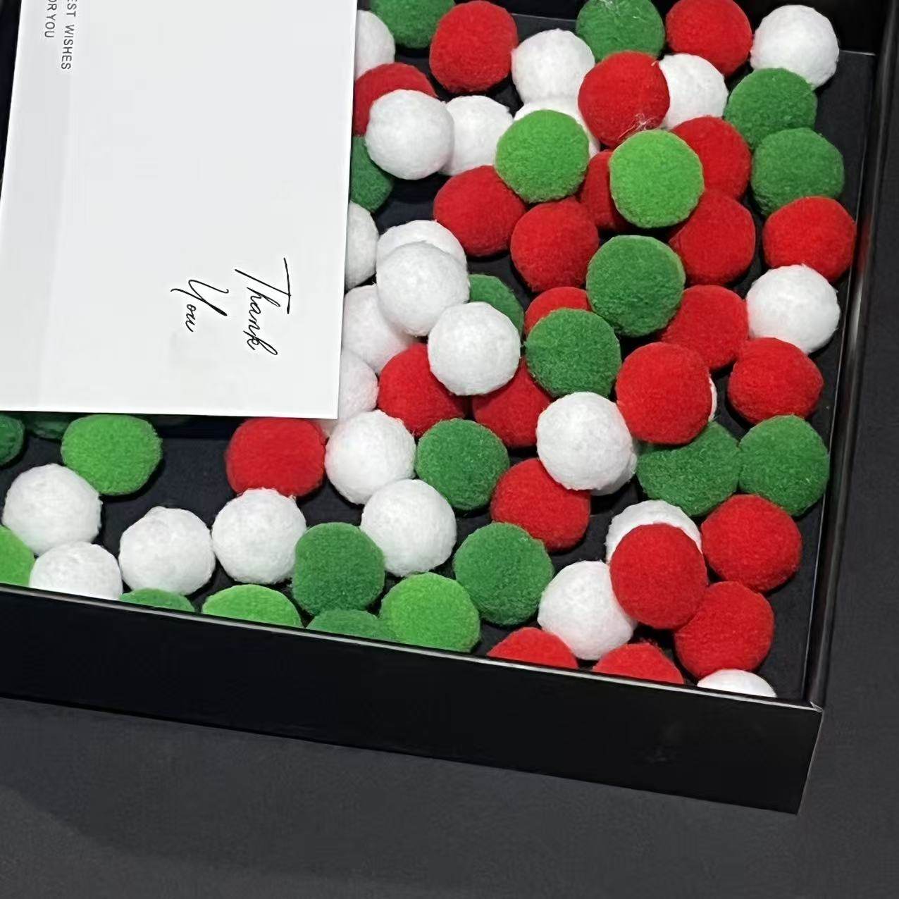 小懒 圣诞节装饰毛球礼物礼盒填充布偶点缀手工diy配件材料包